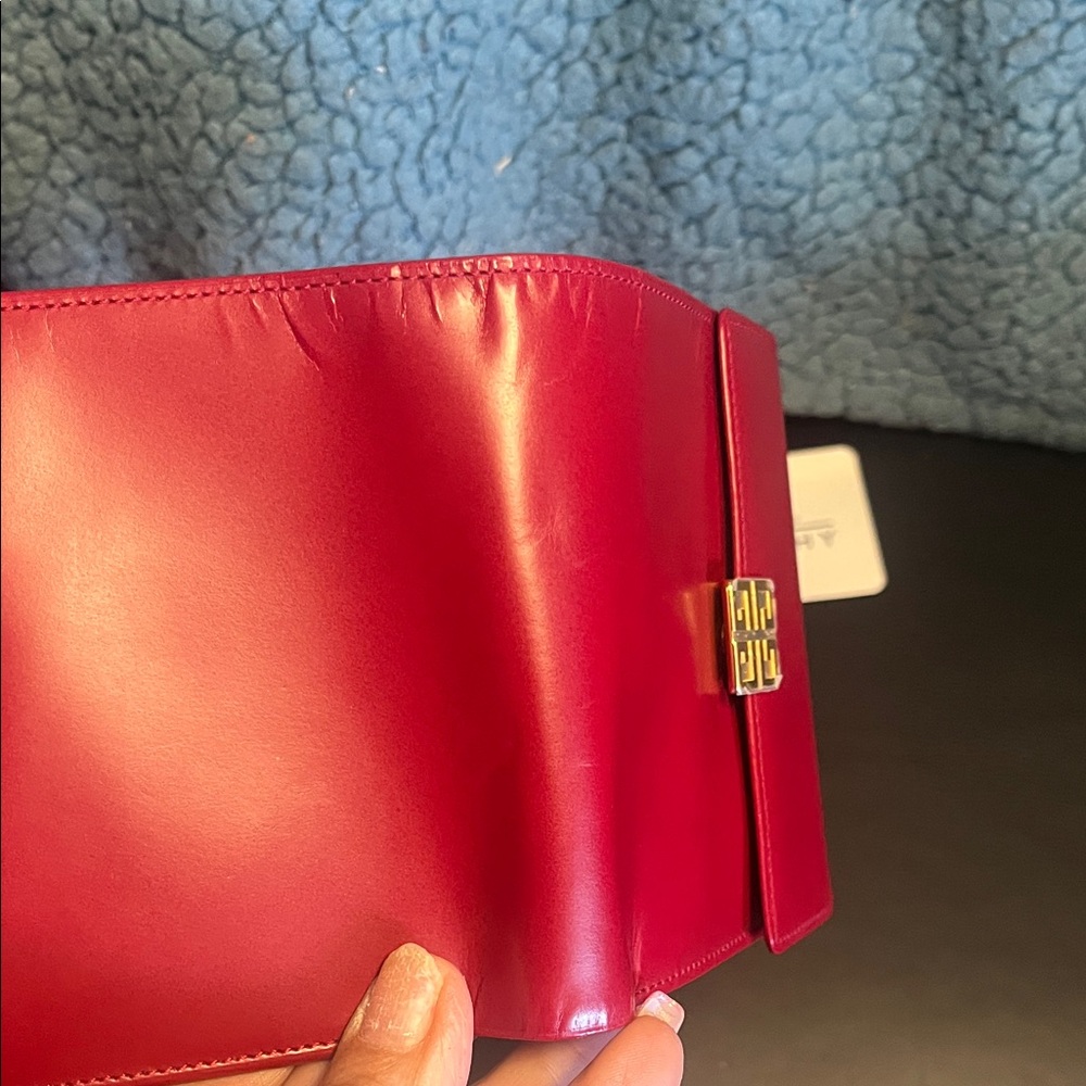 Givenchy Red Leather Envelope Clutch with Gold Emblem - Picture 12 of 12